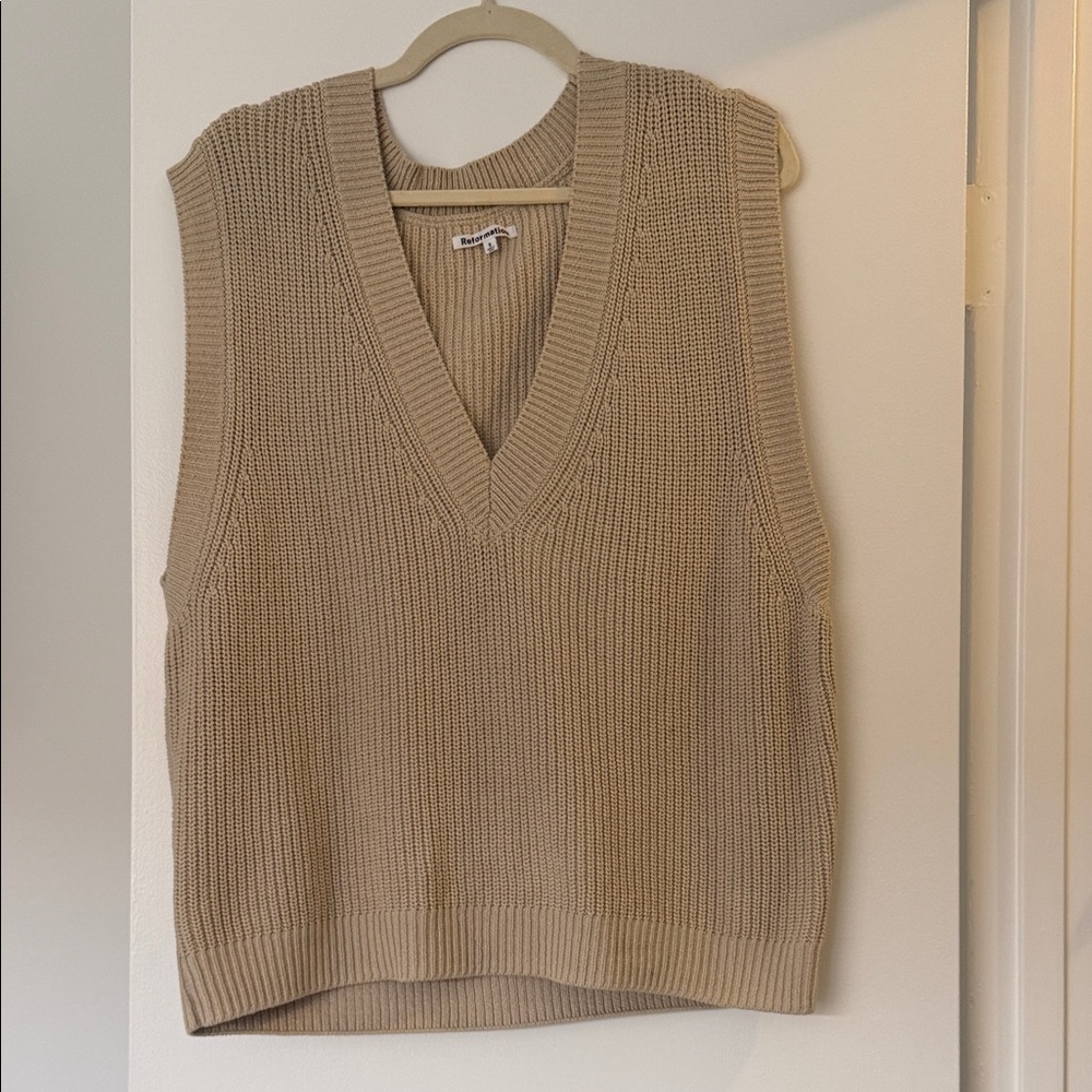 Reformation Beige V-Neck Sweater Vest